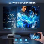Projector With 5G WiFi And Bluetooth, Native 1080P, Supports 4K, Suitable For Mobile Phones,PCs,TV Sticks,PS5