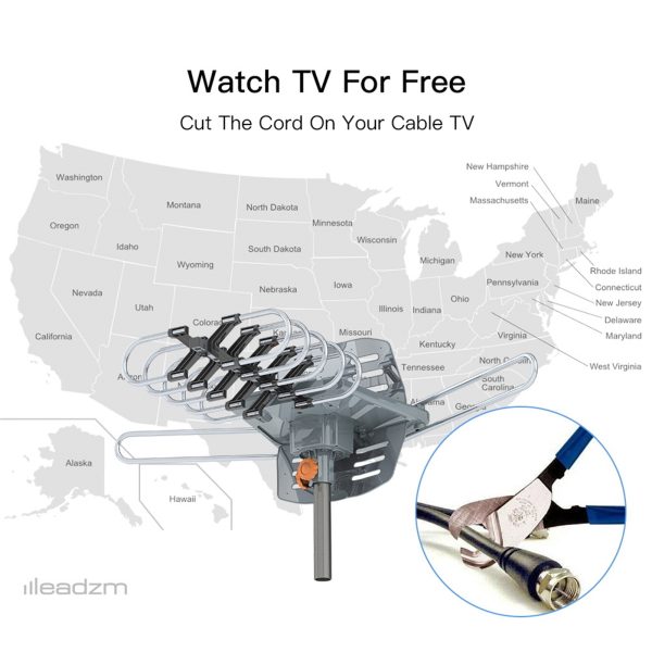 TA-102P 360 Degree UV Dual Band 28-36dB Outdoor Antenna With Black Bracket