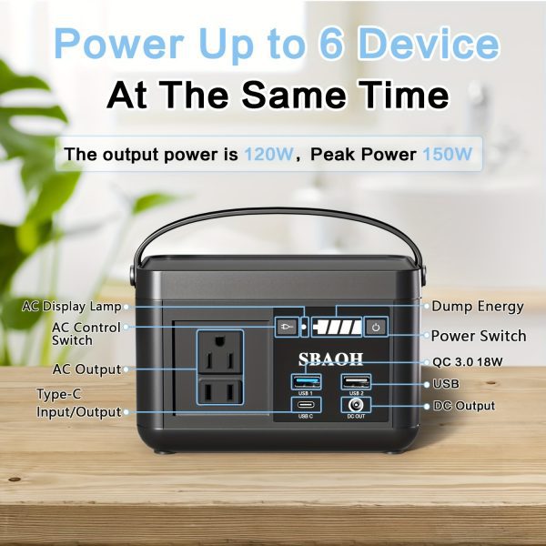 Portable Power Station P86,88.8Wh LiFePo4 Battery,with 120W AC Outputs, Solar Generator For Travel And Camping