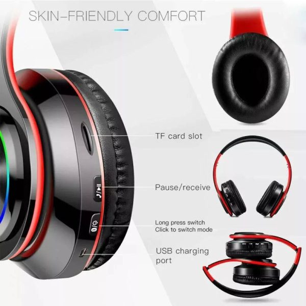 Trådløse Bluetooth 5.0 Hovedtelefoner Headset Over-Ear FM Radio MIKROFONNUMMER Sammenklappeligt TF Kort