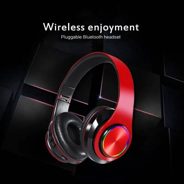 Trådløse Bluetooth 5.0 Hovedtelefoner Headset Over-Ear FM Radio MIKROFONNUMMER Sammenklappeligt TF Kort