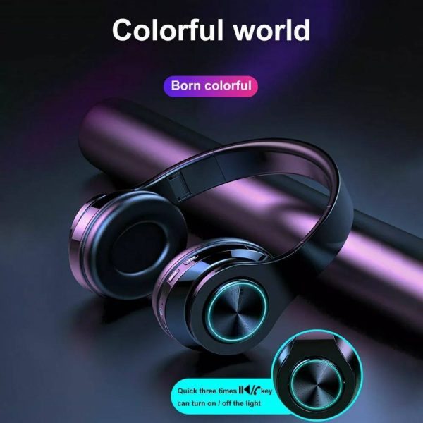 Trådløse Bluetooth 5.0 Hovedtelefoner Headset Over-Ear FM Radio MIKROFONNUMMER Sammenklappeligt TF Kort