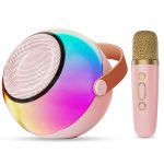 D25 Mini Karaoke Machine With Dazzling Lights And Wireless Microphones