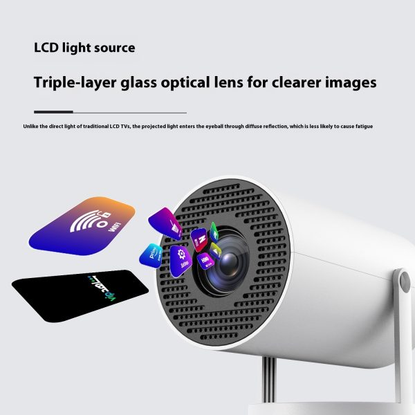 Draagbare projector, kleine rechte projector voor thuisgebruik, 180 graden projectiehoek, automatische focus, thuisvideoprojector