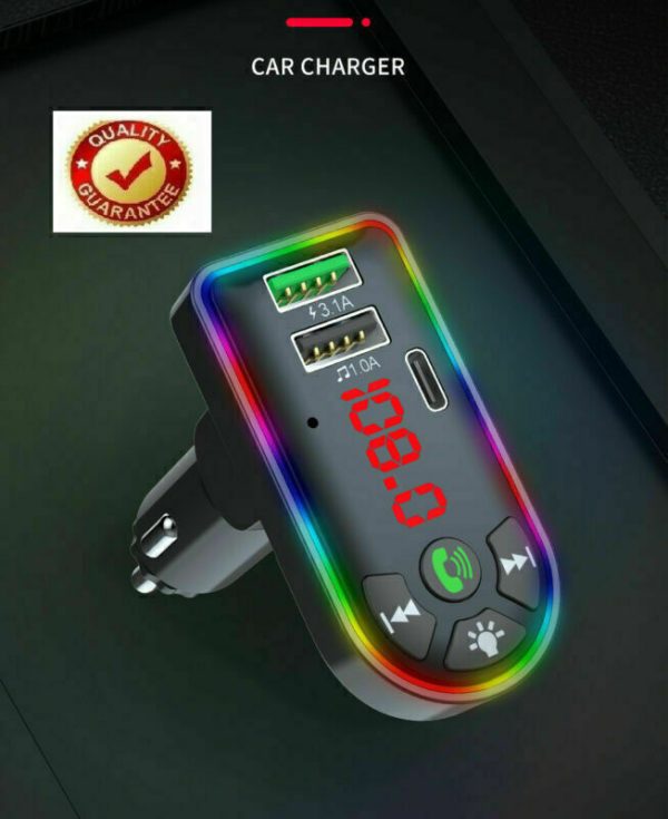 Bil Bluetooth 5.0 MP3-afspiller FM-sender Radio 3.1A Hurtigoplader Adapter Lots
