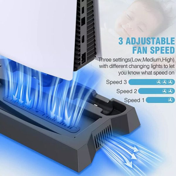 PS5 Vertical Cooling Fan Stand Controller Charger Station For  Playstation 5