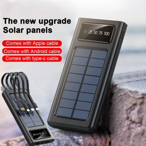 Solar Power Bank 900000mAh Tragbar Externer Batterie Ladegerat Fur Alle Handy DE