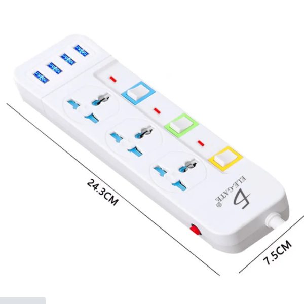 Desktop Power Strip With 3 Outlets 4 USB Charging