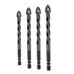 4PCS Drill Set Hex Tile Drill Bit Glass Ceramic Bric Hex Shank Cross Spear Head