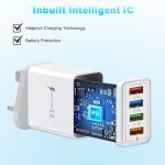4 Multi-Port Fast Quick Charge USB Hub Mains UK Plug Adapter Wall Charger-2 Pack