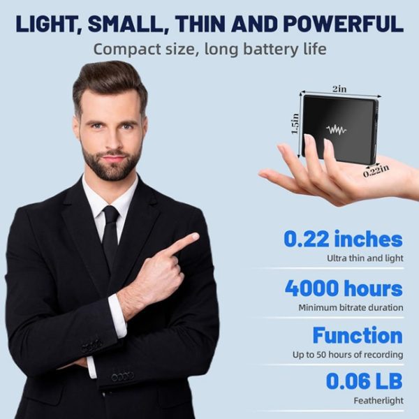 Voice Recorder Ultra-thin Mini Double-sided Built-in Magnet
