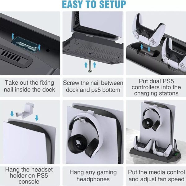 PS5 Vertical Cooling Fan Stand Controller Charger Station For  Playstation 5