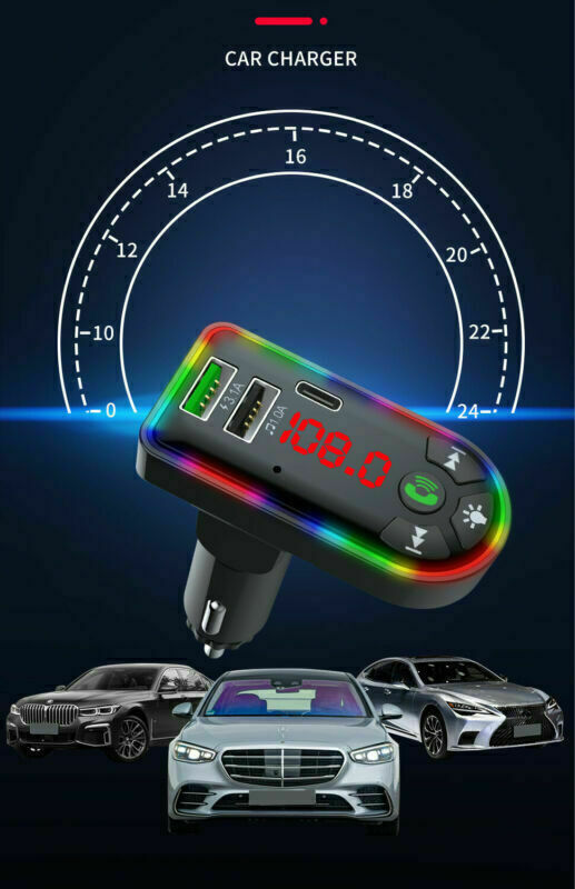 Bil Bluetooth 5.0 MP3-afspiller FM-sender Radio 3.1A Hurtigoplader Adapter Lots