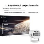 Draagbare projector, kleine rechte projector voor thuisgebruik, 180 graden projectiehoek, automatische focus, thuisvideoprojector
